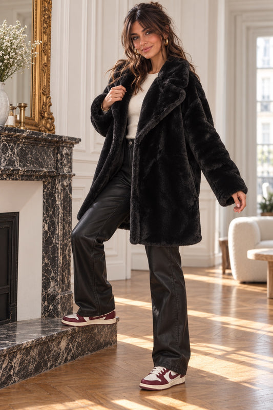 MANTEAU LILOU en fourrure synthétique - vue de face