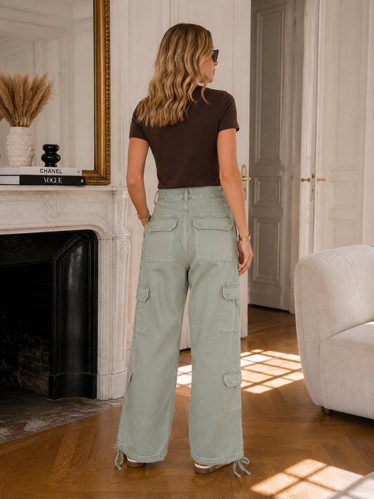 PANTALON ÉGLANTINE cargo kaki - vue de dos