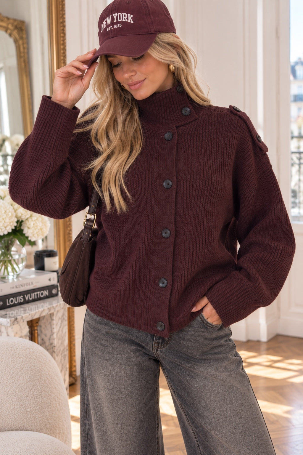 PULL IRIS bordeaux