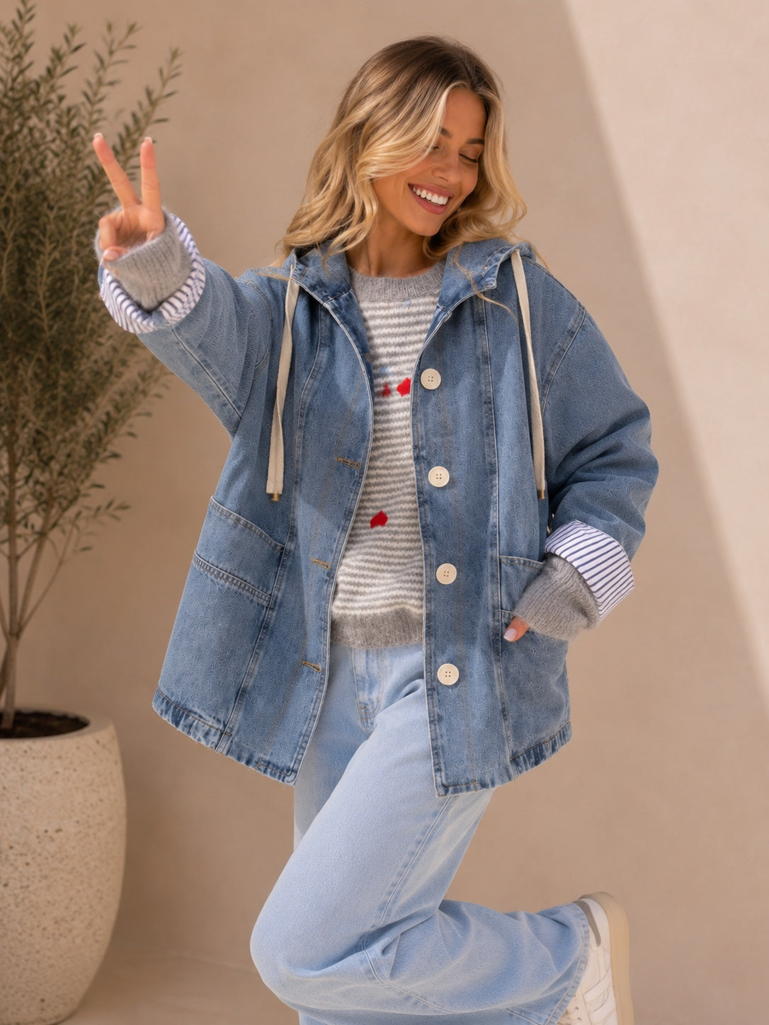 VESTE MALIA en jean avec capuche - vue de face
