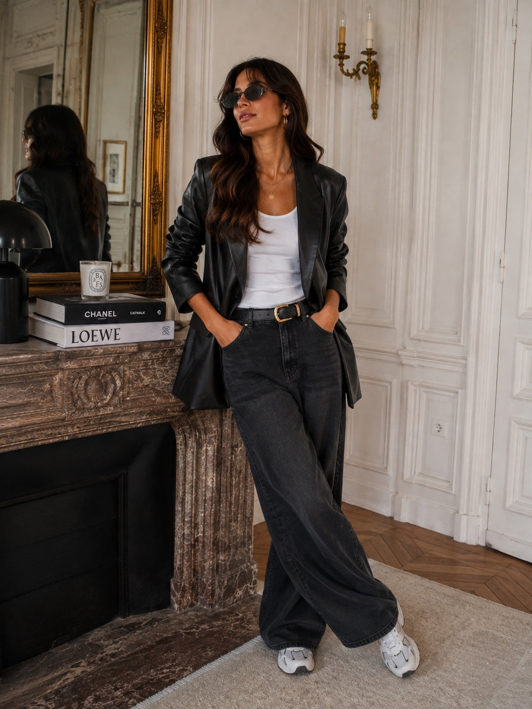 BLAZER LILOU en simili cuir noir - vue portée de face