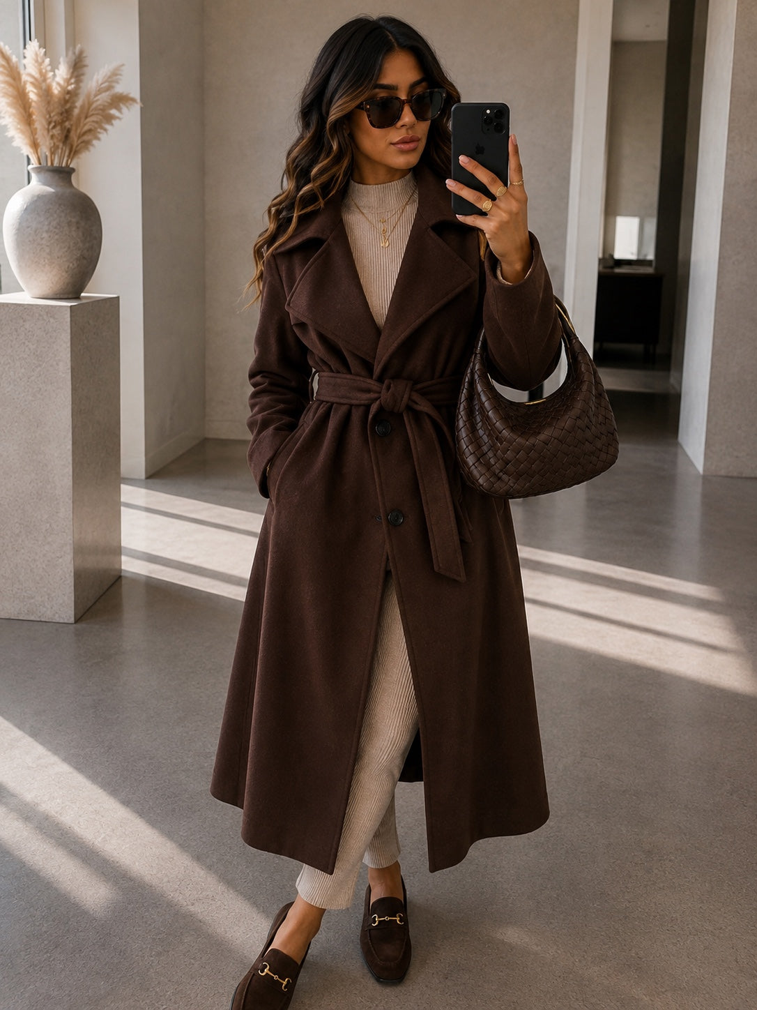 MANTEAU LAURE brun - vue de face