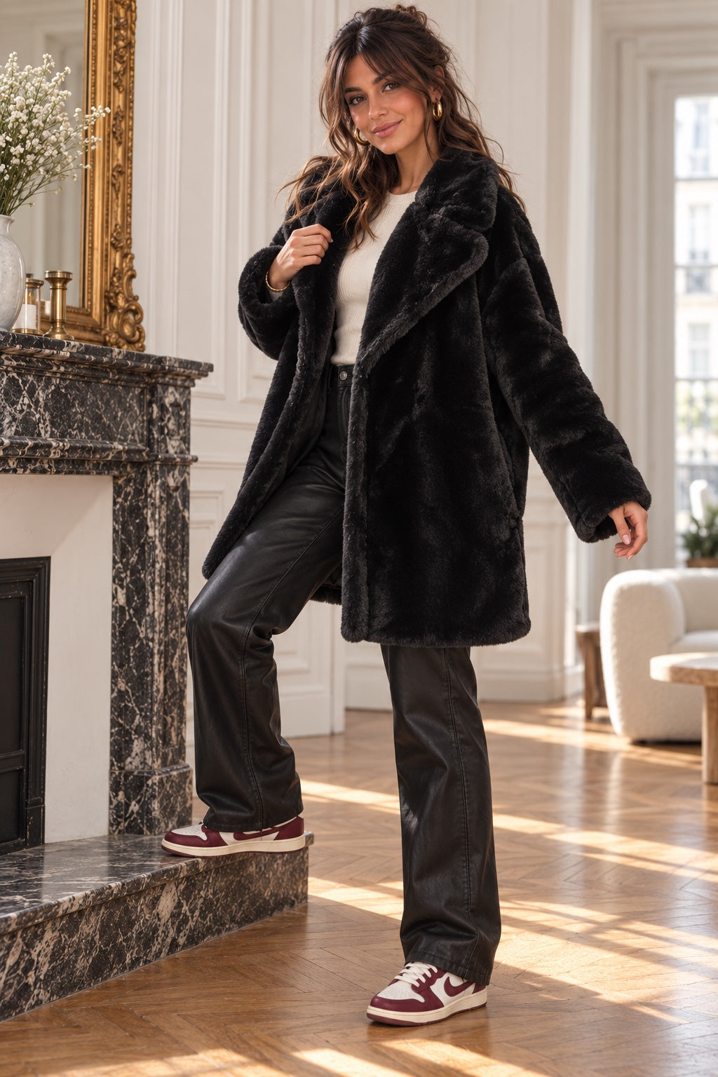 MANTEAU LILOU en fourrure synthétique - vue de face