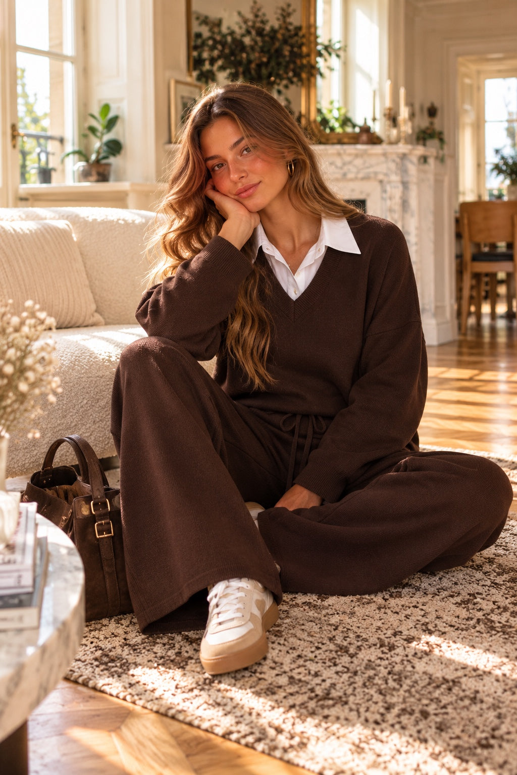 Pantalon Ana marron, look décontracté