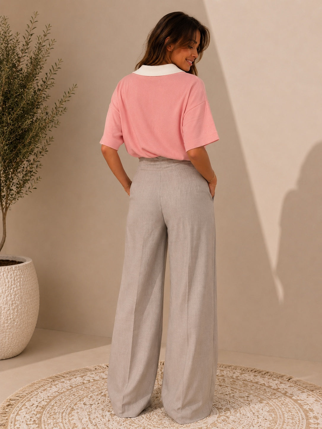 Pantalon Olga gris - vue de dos