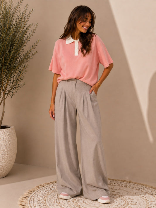 Pantalon Olga gris - look porté de face