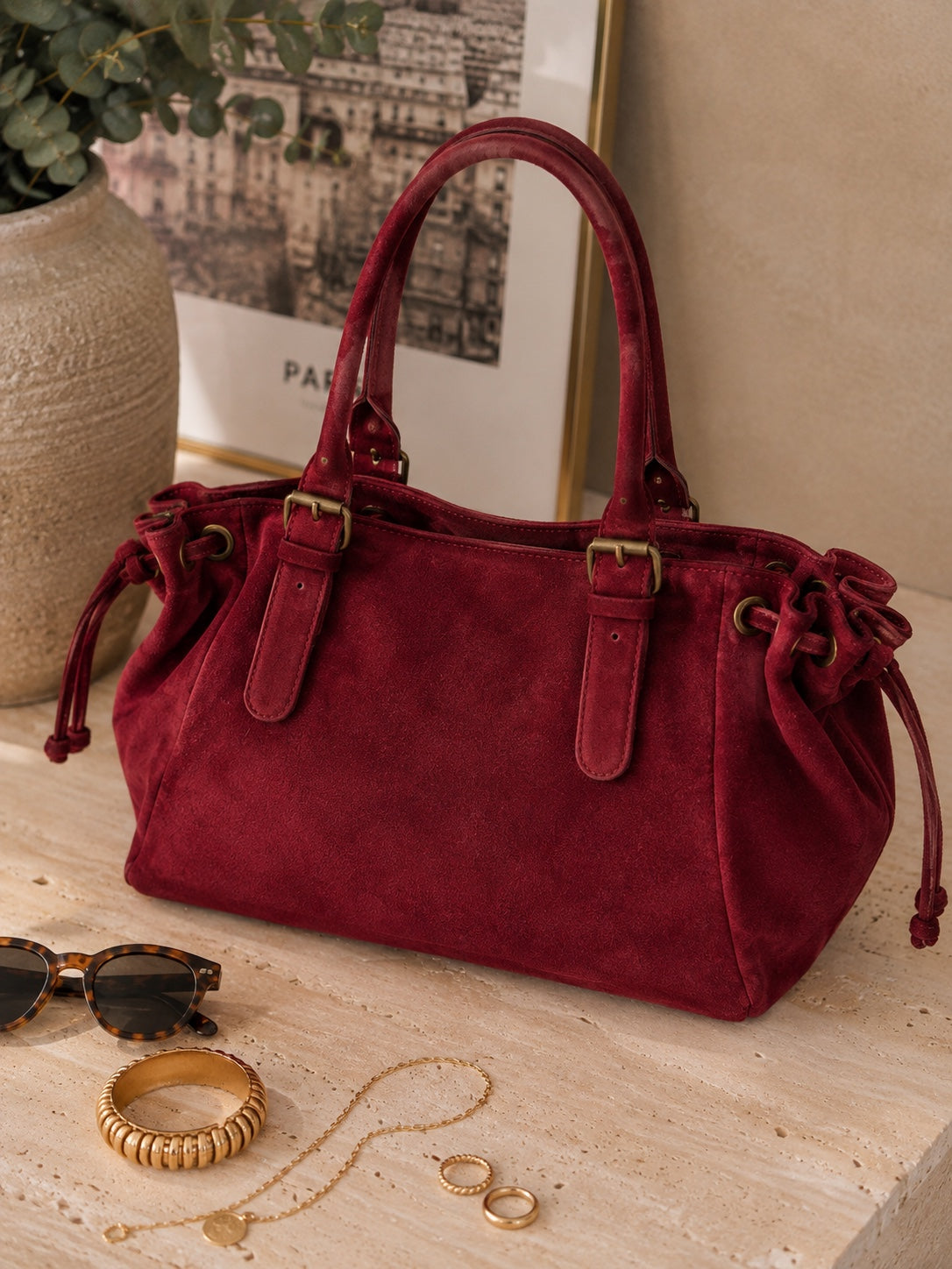 Sac cuir Miva bordeaux