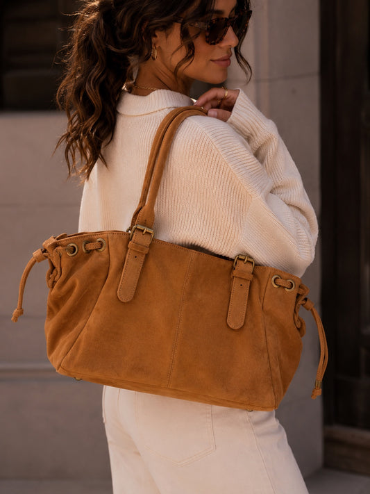 Sac cuir Miva camel porté