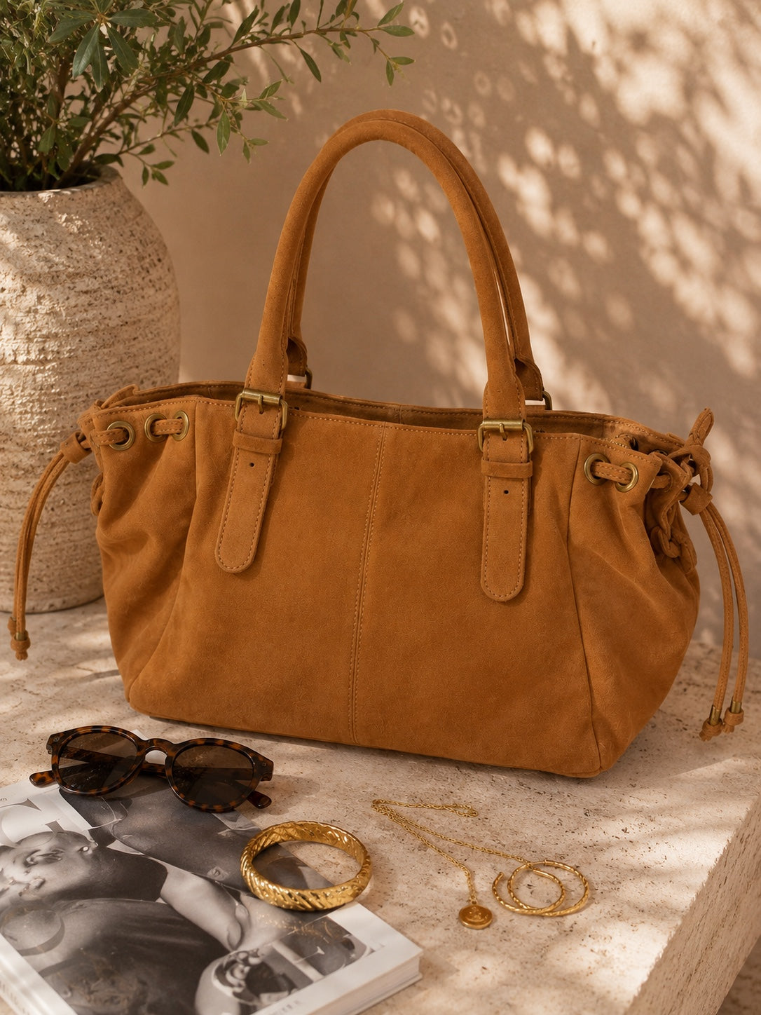 Sac cuir Miva camel