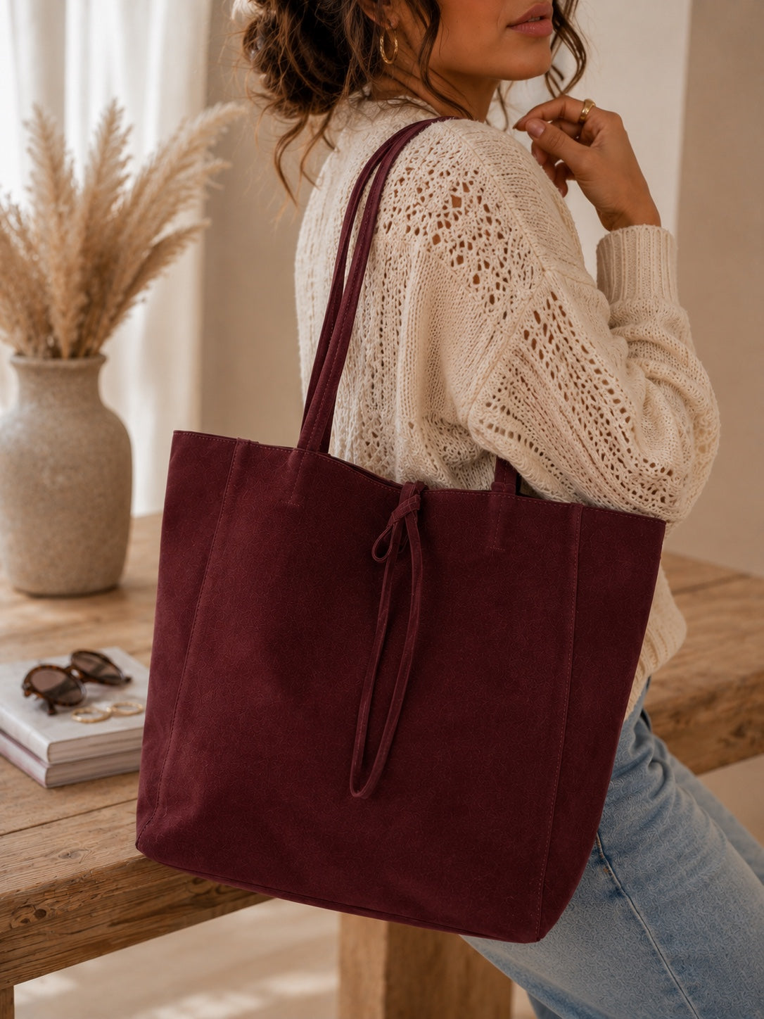 Sac HE2MA bordeaux porté