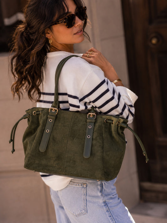 Sac INÈS kaki porté