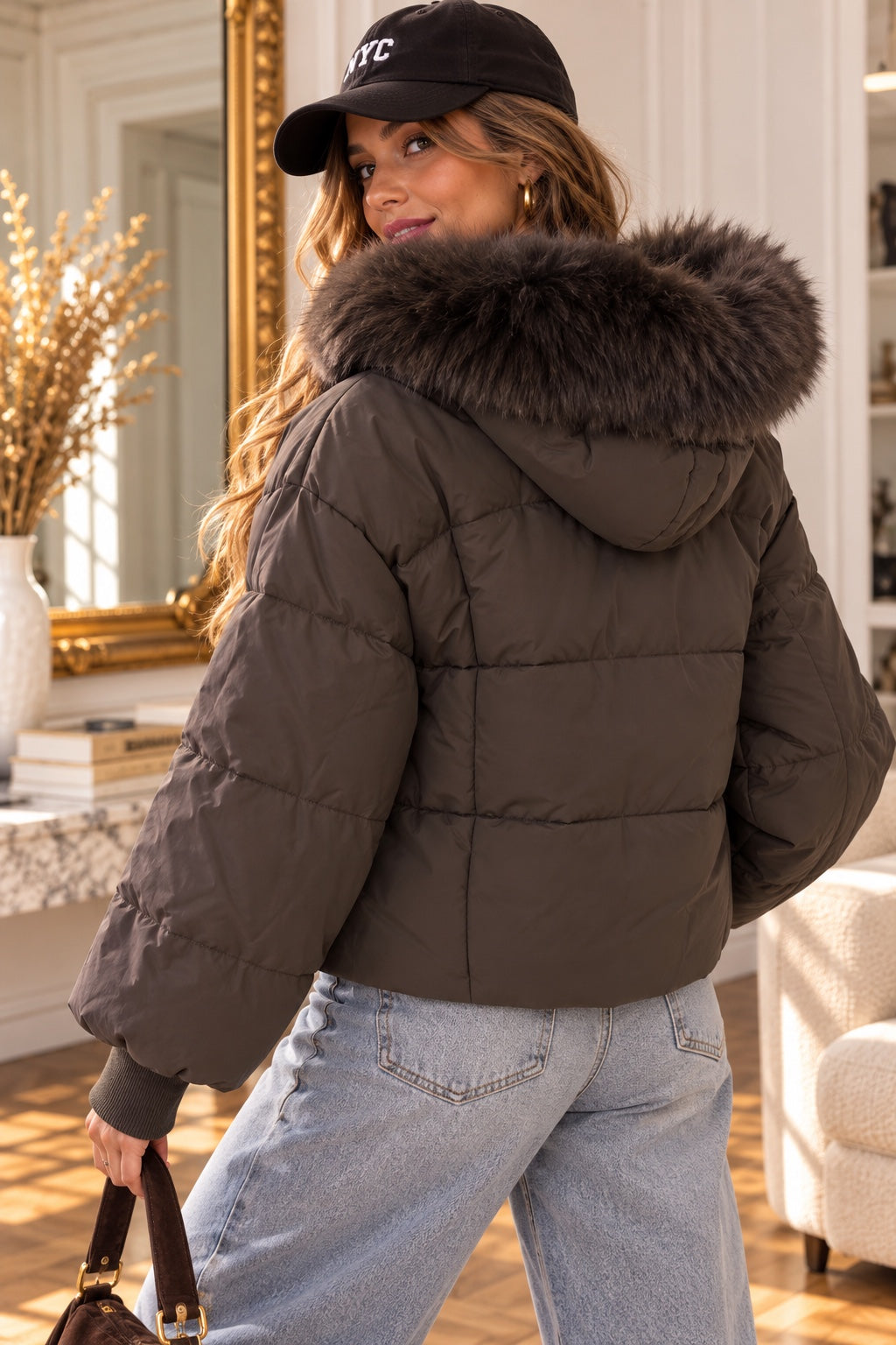 Veste Dina taupe, vue de dos