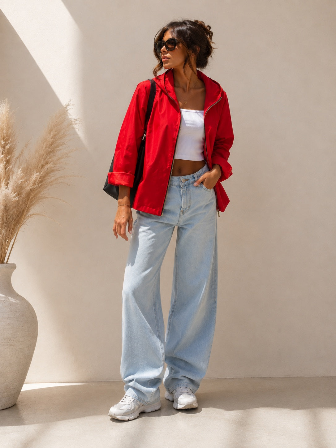 Veste Paula rouge - look complet